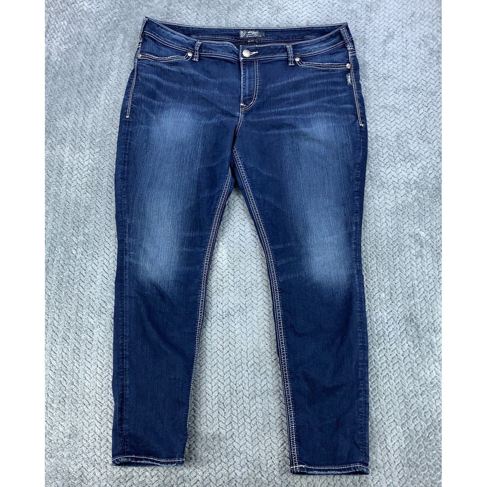 Silver Jeans Co Suki High Super Skinny Size 22/31 Plus Blue Stretch Faded 43x31